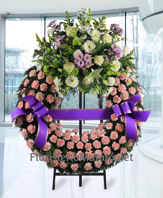 corona de flores fúnebres rosas